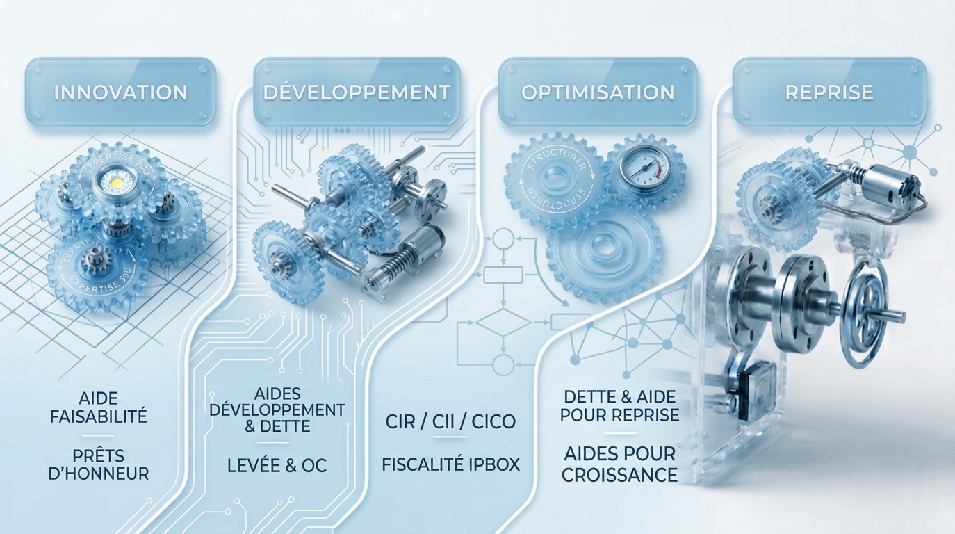 Parcours de financement : innovation, développement, optimisation, reprise